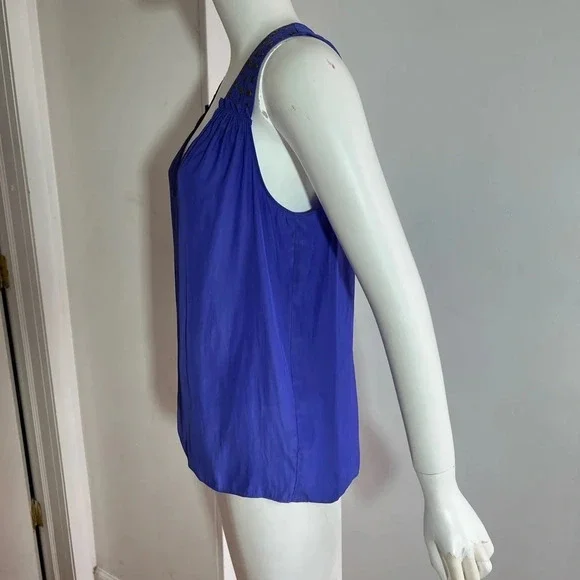 Ramy Brook Women Electric Blue Satin V-neck Sleeveless Blouse Top Size S/P - Picture 3 of 10